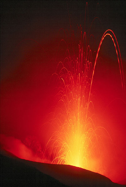 Eruption of Stromboli volcano, taken in 1980 by Wolfgang Beyer Eruption of Stromboli volcano, taken in 1980 by Wolfgang Beyer